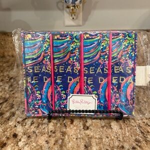 New Lilly Pulitzer Set of 4 Cocktail Cotton Fabric Printed Napkins Seas the Day